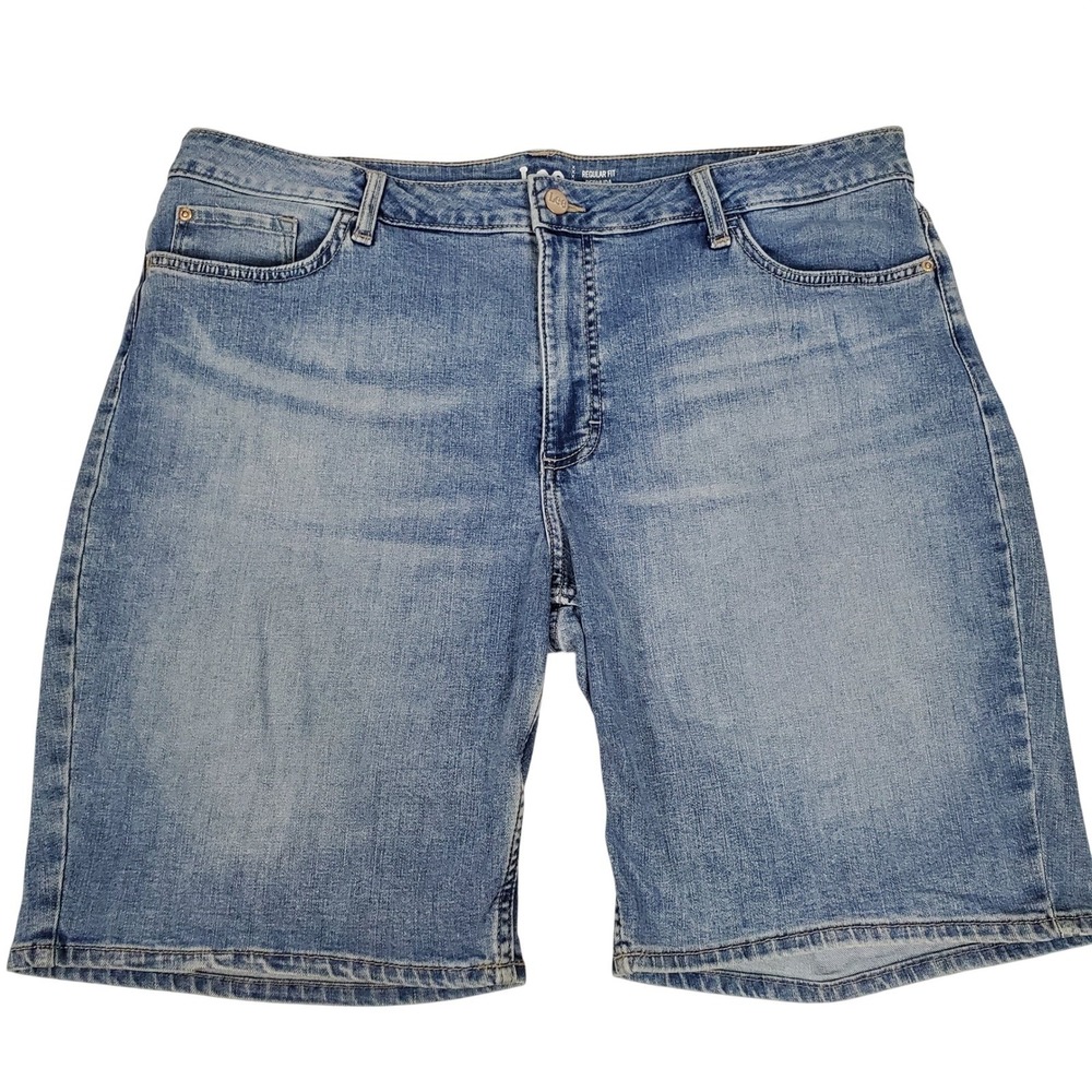 Lee Womens Regular Fit Bermuda Mid Rise Denim Shorts Blue Medium Wash Size 20M